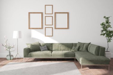 Modern iç tasarım. 3d illüstrasyon