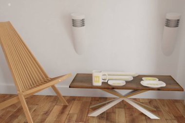 Modern iç tasarım. 3d illüstrasyon