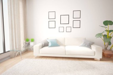 Modern iç tasarım. 3d illüstrasyon