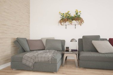 Modern iç tasarım. 3d illüstrasyon