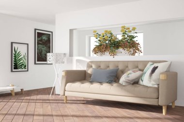 Modern iç tasarım. 3d illüstrasyon