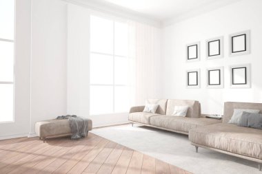 Modern iç tasarım. 3d illüstrasyon