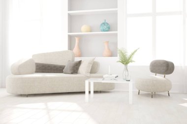 Modern iç tasarım. 3d illüstrasyon