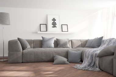 Modern iç tasarım. 3d illüstrasyon