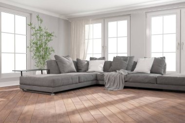 Modern iç tasarım. 3d illüstrasyon