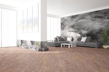 Modern iç tasarım. 3d illüstrasyon