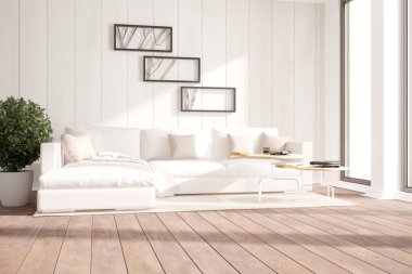 Modern iç tasarım. 3d illüstrasyon