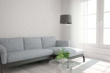 Modern iç tasarım. 3d illüstrasyon