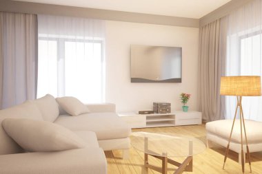 Modern iç tasarım. 3d illüstrasyon