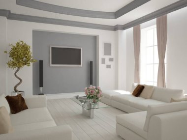 Modern iç tasarım. 3d illüstrasyon