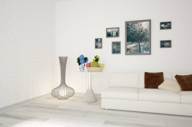 Modern iç tasarım. 3d illüstrasyon