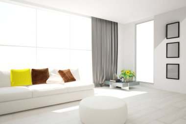 Modern iç tasarım. 3d illüstrasyon