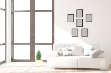 Modern iç tasarım. 3d illüstrasyon