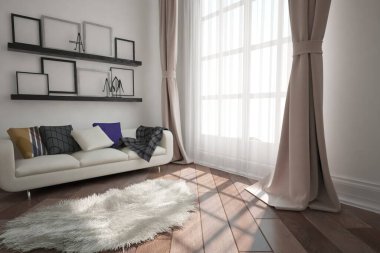 Modern iç tasarım. 3d illüstrasyon