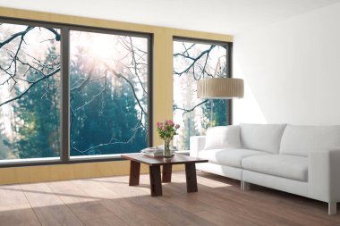 Modern iç tasarım. 3d illüstrasyon