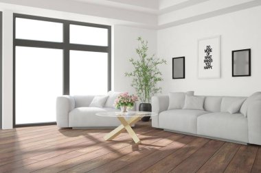 Modern iç tasarım. 3d illüstrasyon