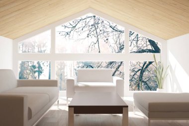 Modern iç tasarım. 3d illüstrasyon