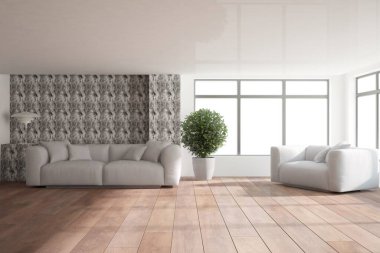 Modern iç tasarım. 3d illüstrasyon