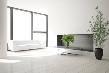 Modern iç tasarım. 3d illüstrasyon