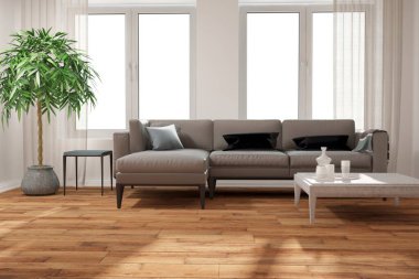 Modern iç tasarım. 3d illüstrasyon