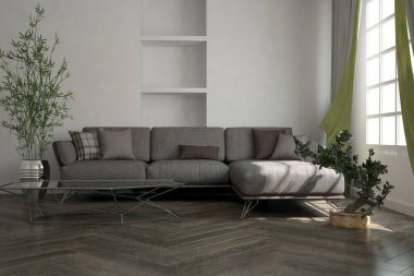 Modern iç tasarım. 3d illüstrasyon