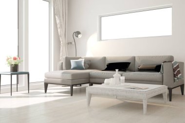 Modern iç tasarım. 3d illüstrasyon