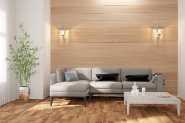 Modern iç tasarım. 3d illüstrasyon