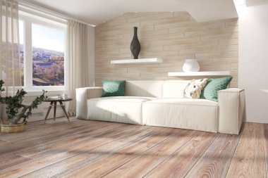 Modern iç tasarım. 3d illüstrasyon