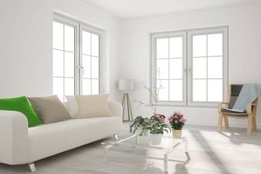 Modern iç tasarım. 3d illüstrasyon