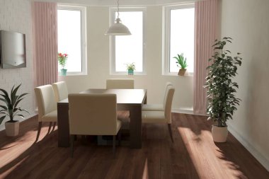 Modern iç tasarım. 3d illüstrasyon