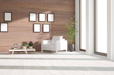 Modern iç tasarım. 3d illüstrasyon