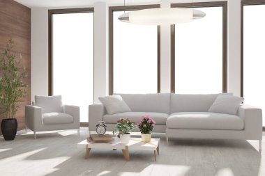 Modern iç tasarım. 3d illüstrasyon