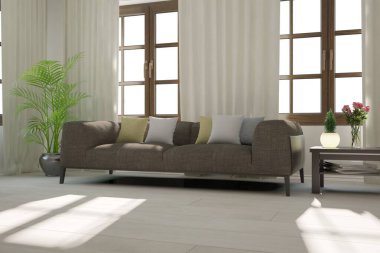 Modern iç tasarım. 3d illüstrasyon