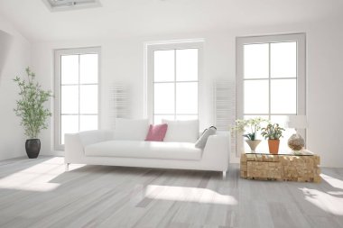 Modern iç tasarım. 3d illüstrasyon