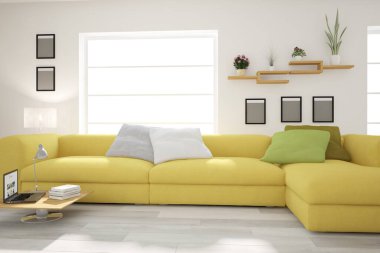 Modern iç tasarım. 3d illüstrasyon