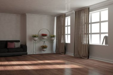 Modern iç tasarım. 3d illüstrasyon