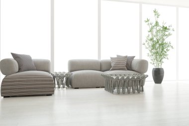 Modern iç tasarım. 3d illüstrasyon