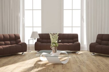 Modern iç tasarım. 3d illüstrasyon