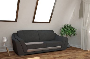 Modern iç tasarım. 3d illüstrasyon