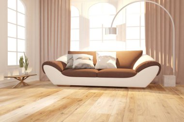 Modern iç tasarım. 3d illüstrasyon