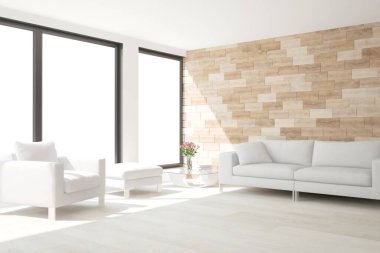 Modern iç tasarım. 3d illüstrasyon