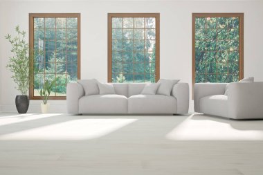 Modern iç tasarım. 3d illüstrasyon