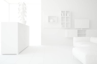 Modern iç tasarım. 3d illüstrasyon