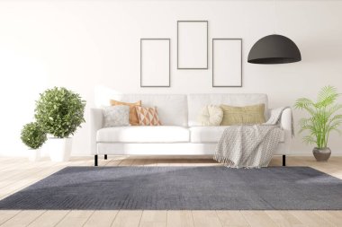 Modern iç tasarım. 3d illüstrasyon