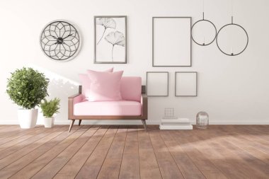 Modern iç tasarım. 3d illüstrasyon