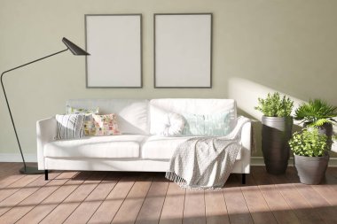 Modern iç tasarım. 3d illüstrasyon