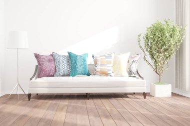 Modern iç tasarım. 3d illüstrasyon