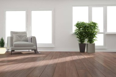 Modern iç tasarım. 3d illüstrasyon