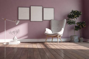 Modern iç tasarım. 3d illüstrasyon