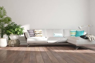 Modern iç tasarım. 3d illüstrasyon